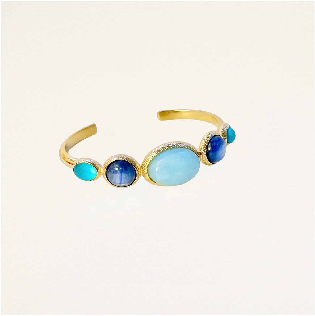 bracelet multipierres, pierres semi precieuses bleu