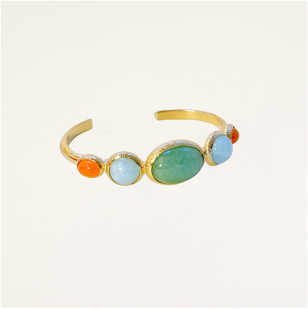 bracelet multipierres, pierres semi precieuses, bleu, vert