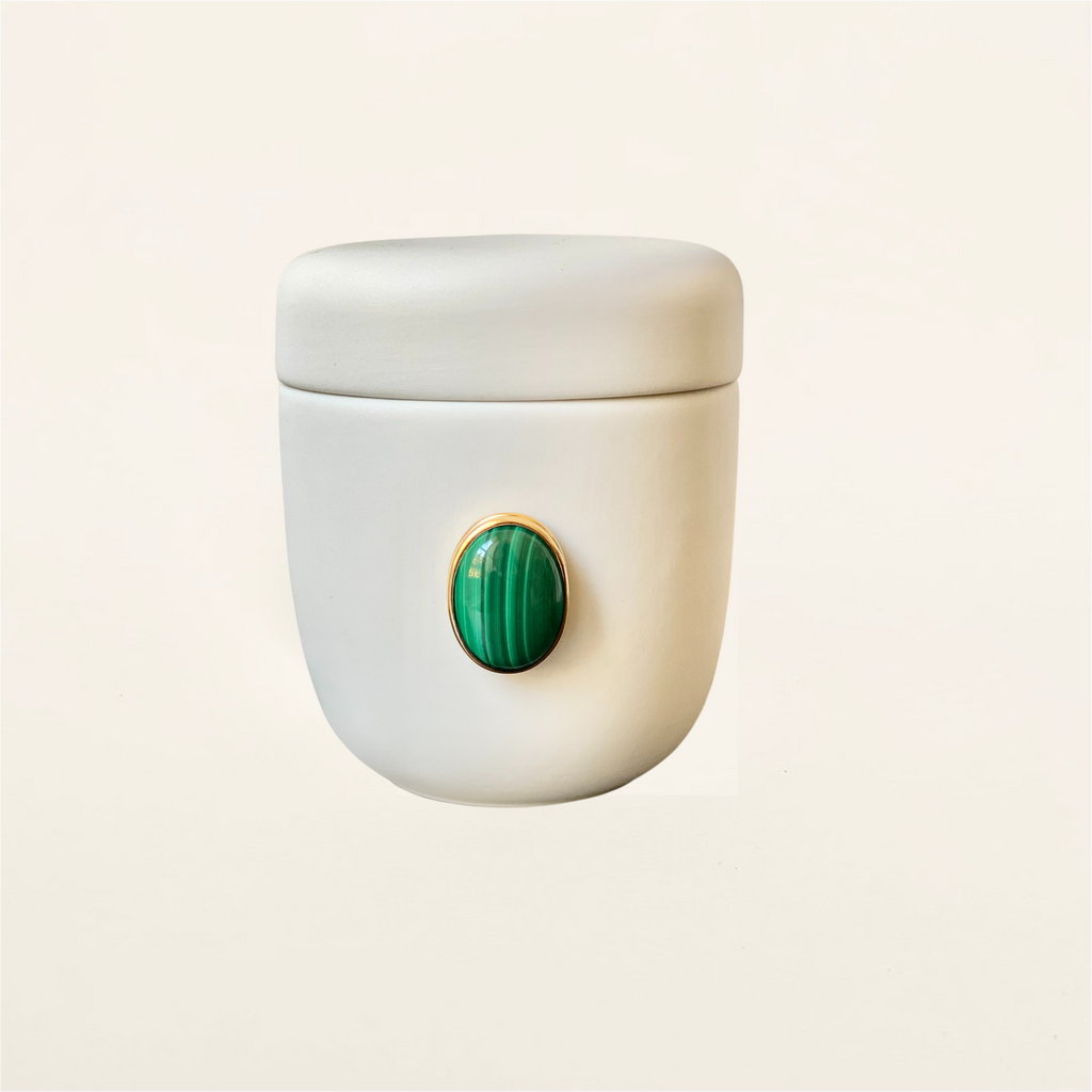 boîte en porcelaine, objets déco, malachite, pierre semi-précieuse