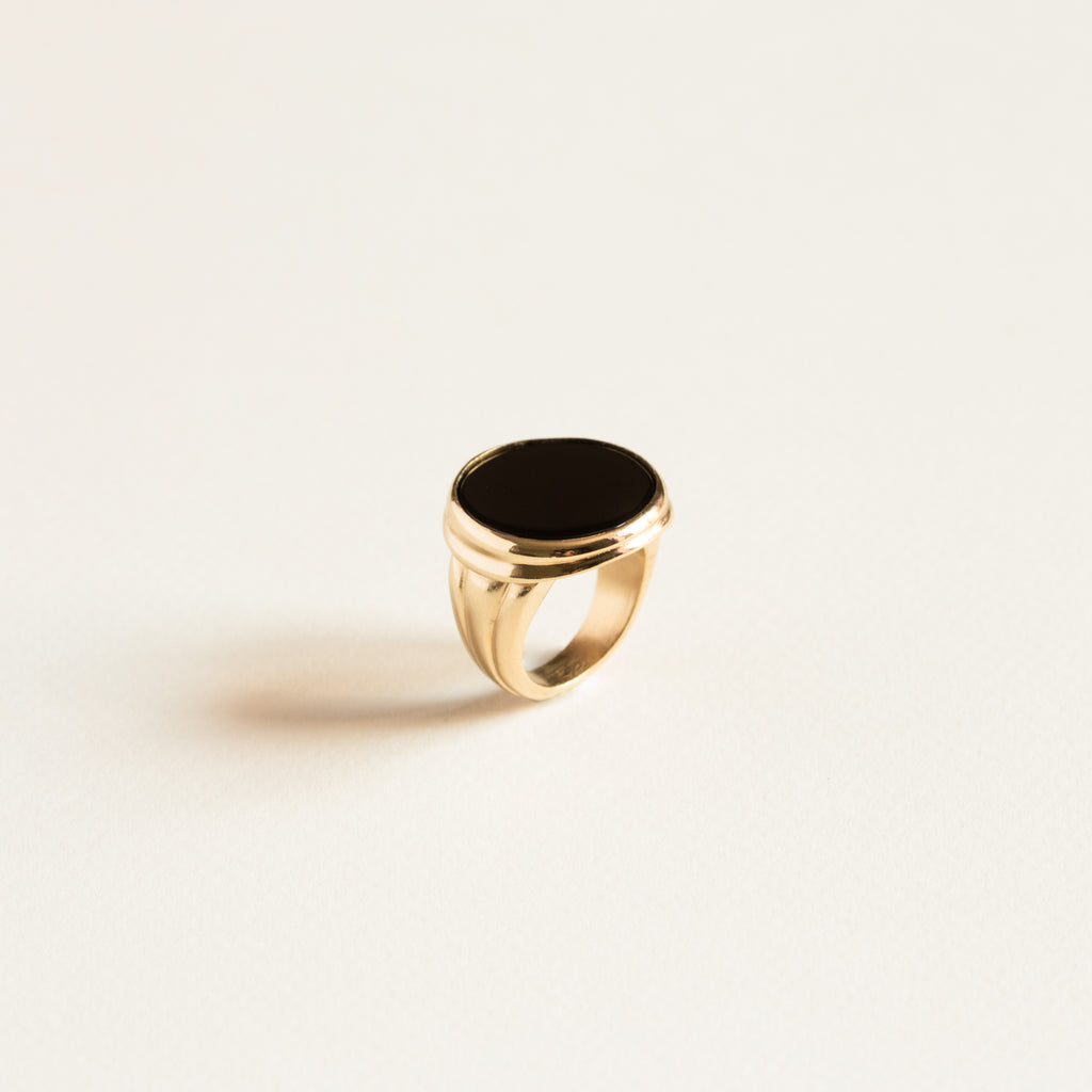 bague ronde plate, onyx