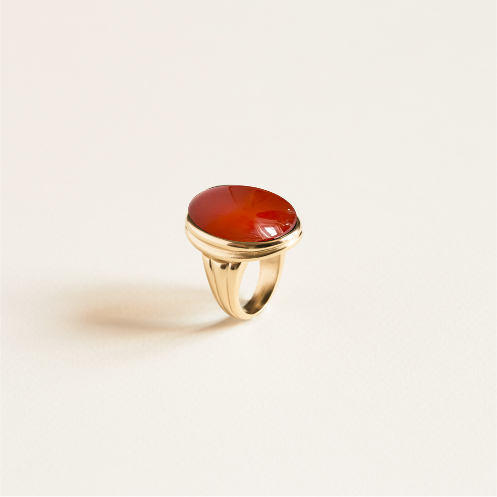 bague pierre ovale cornaline