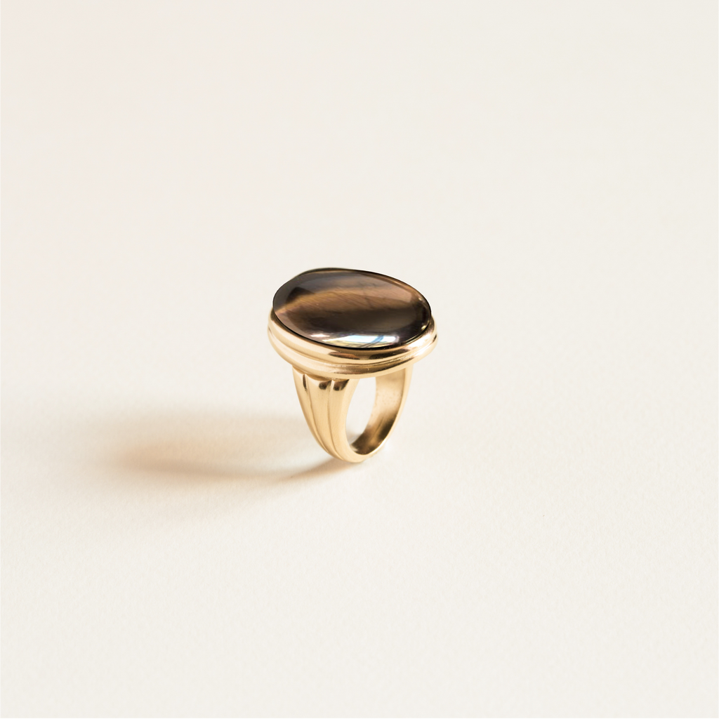 bague pierre ovale oeil de tigre