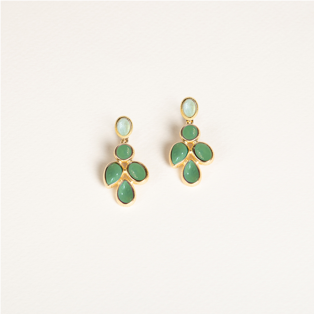 boucles d'oreilles, pierres semi précieuses, aventurine, Hélène Prime