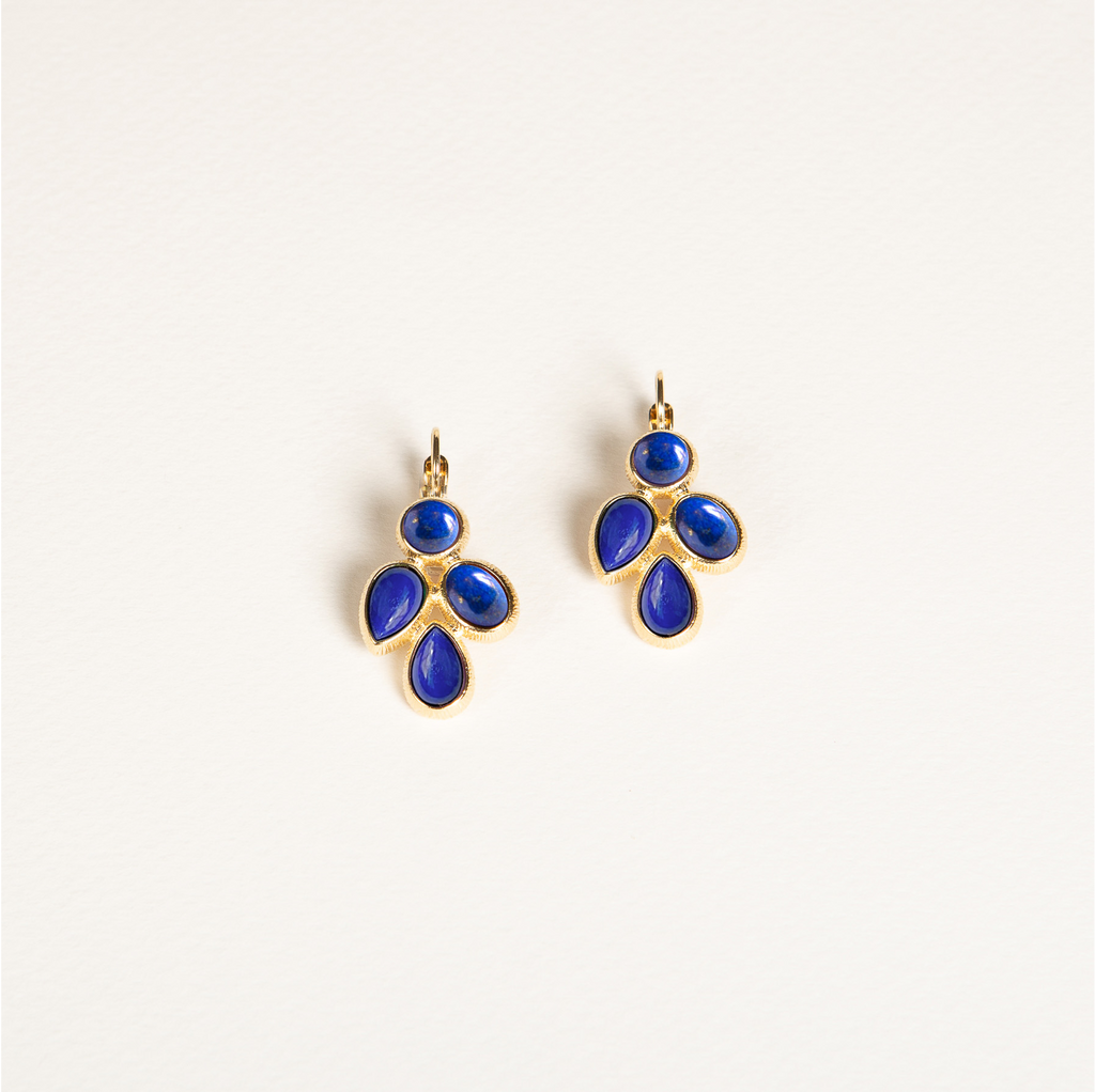 boucles d'oreilles, pierres semi précieuses, lapis lazuli, Hélène Prime