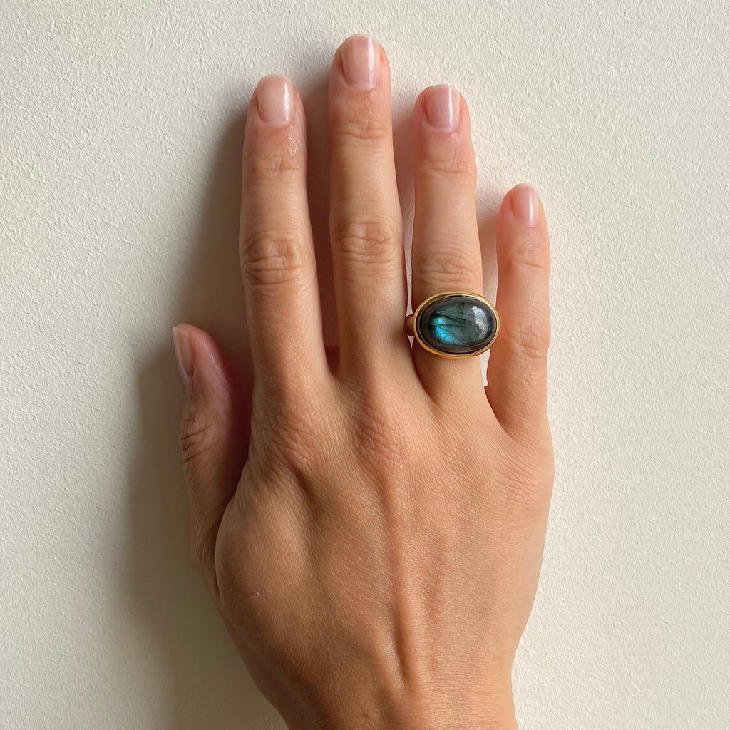 bague ovale labradorite pierre semi precieuse